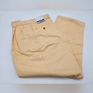 NWT Lands' End Men's BUTTER YELLOW Pleated Chino Pants 38 X 30 NOS